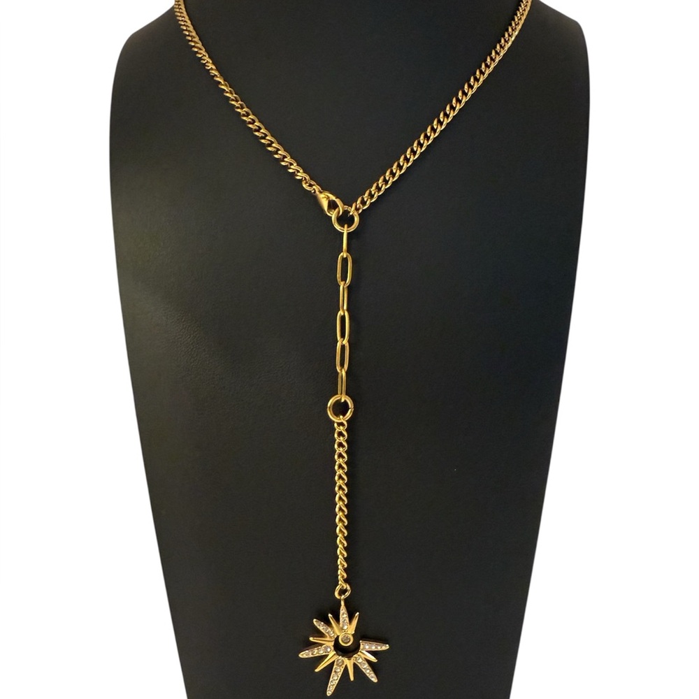 NEW 18K GOLD PLATED Y-SHAPE STAR PENDANT NECKLACE - Picture 5 of 5